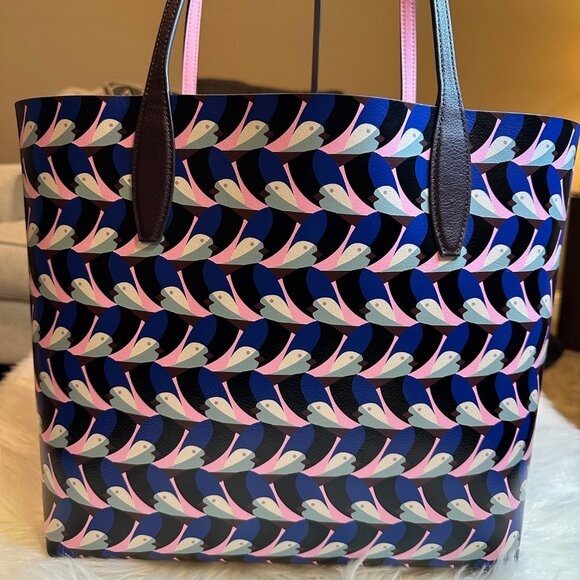 NWOT Kate Spade Leather Arch Love Birds Large Reversible Tote Bag w/ Pouch - Picture 6 of 12